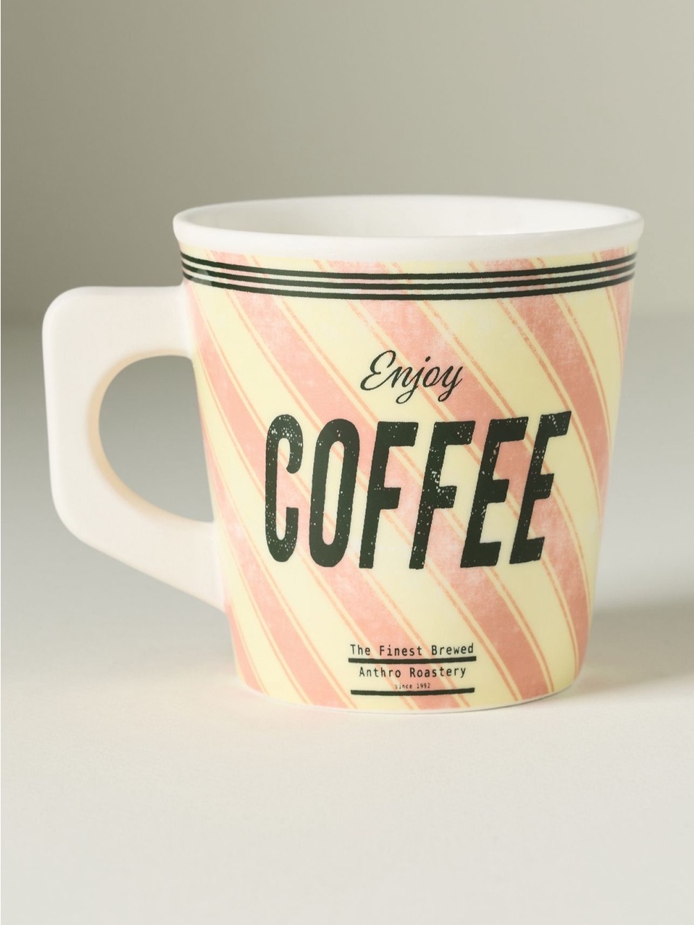 NIB Anthropologie Glacé Stoneware Mug in Pink Stripe